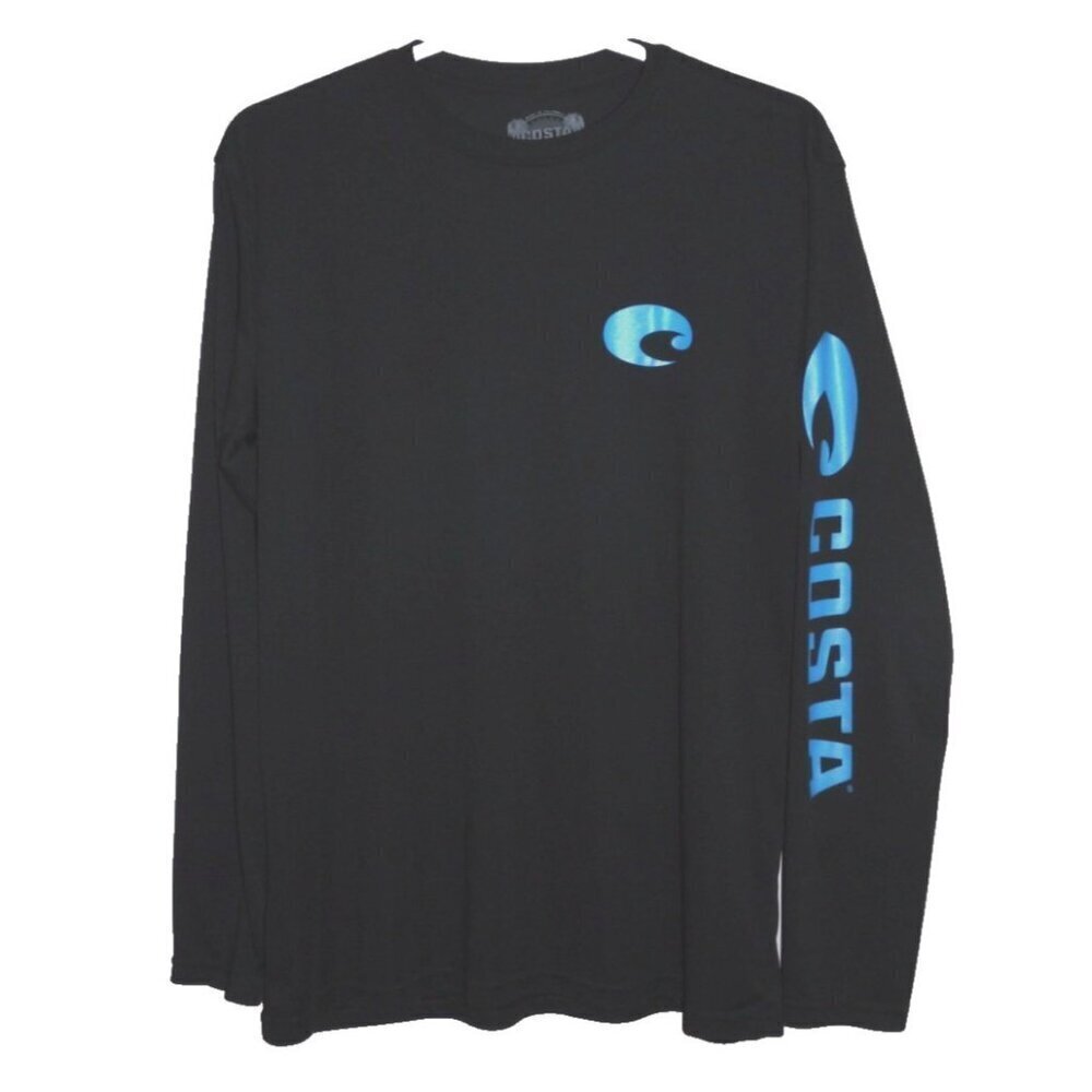 COSTA lightweight long sleeve black 100% polyester pullover shirt Men's size L